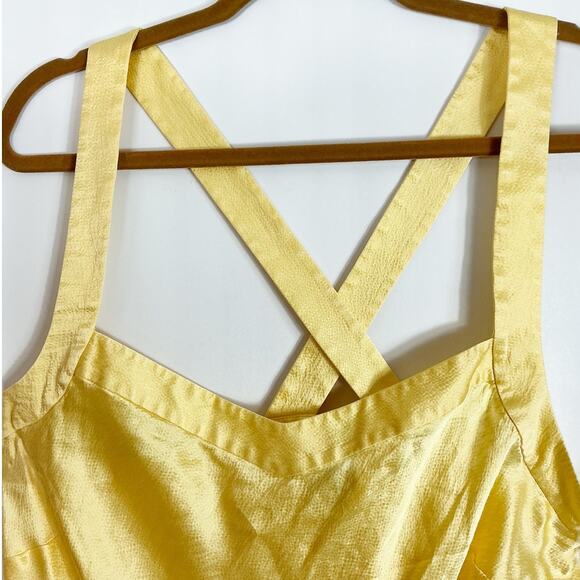 Soft Surroundings Womens Yellow Silk Tank Top Criss Cross Back Blouse XL - Picture 2 of 4